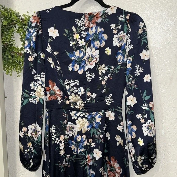 Vici women’s navy blue floral long sleeve full length maxi dress extra small - Picture 4 of 4
